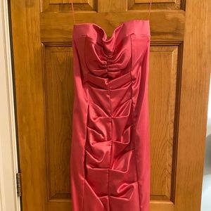 Pink strapless midi dress